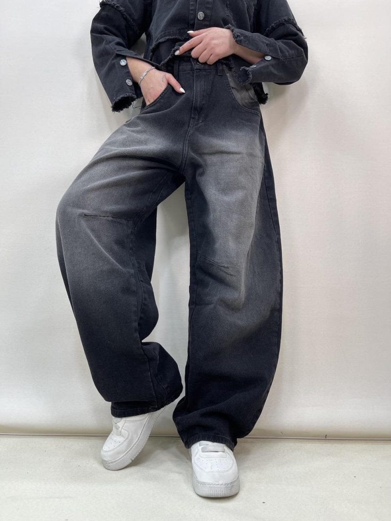 شلوار جین زنانه بالونی زغالی