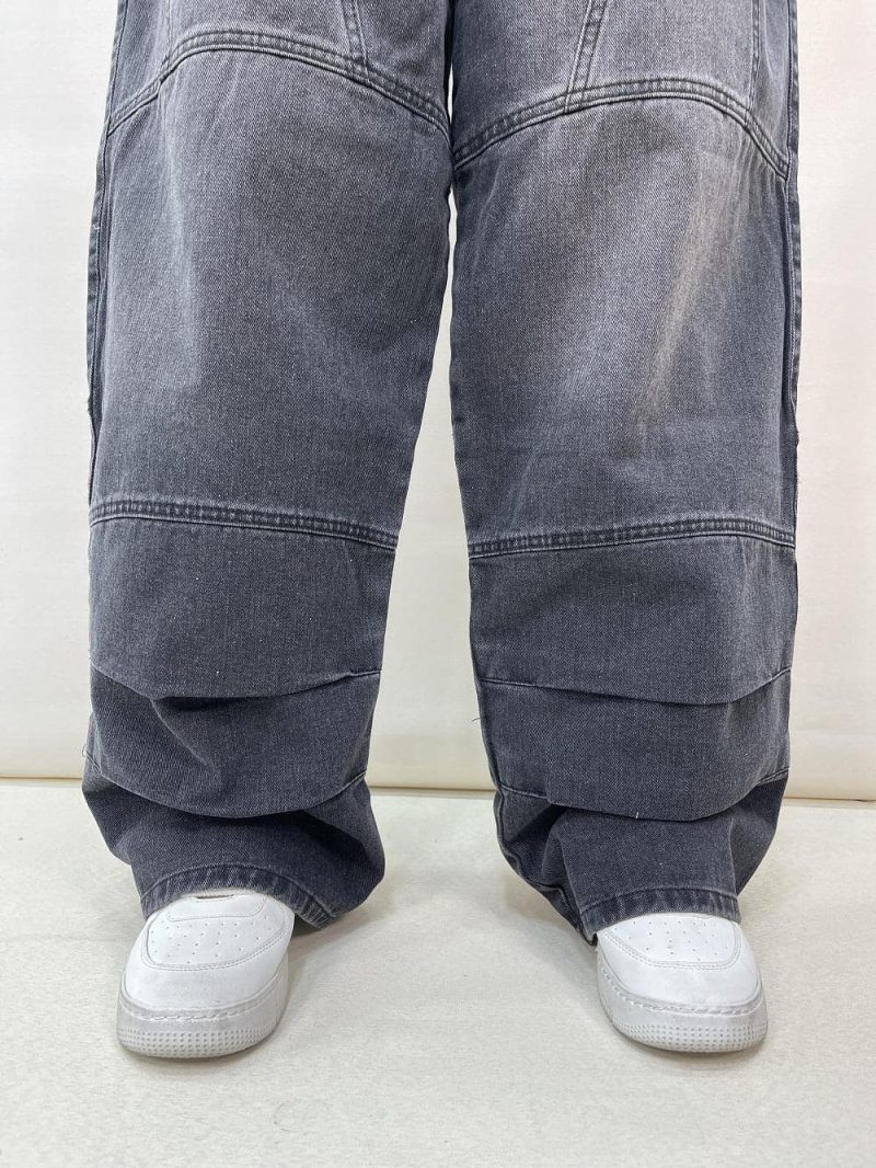 شلوار جین زنانه بالونی زغالی طرحدار