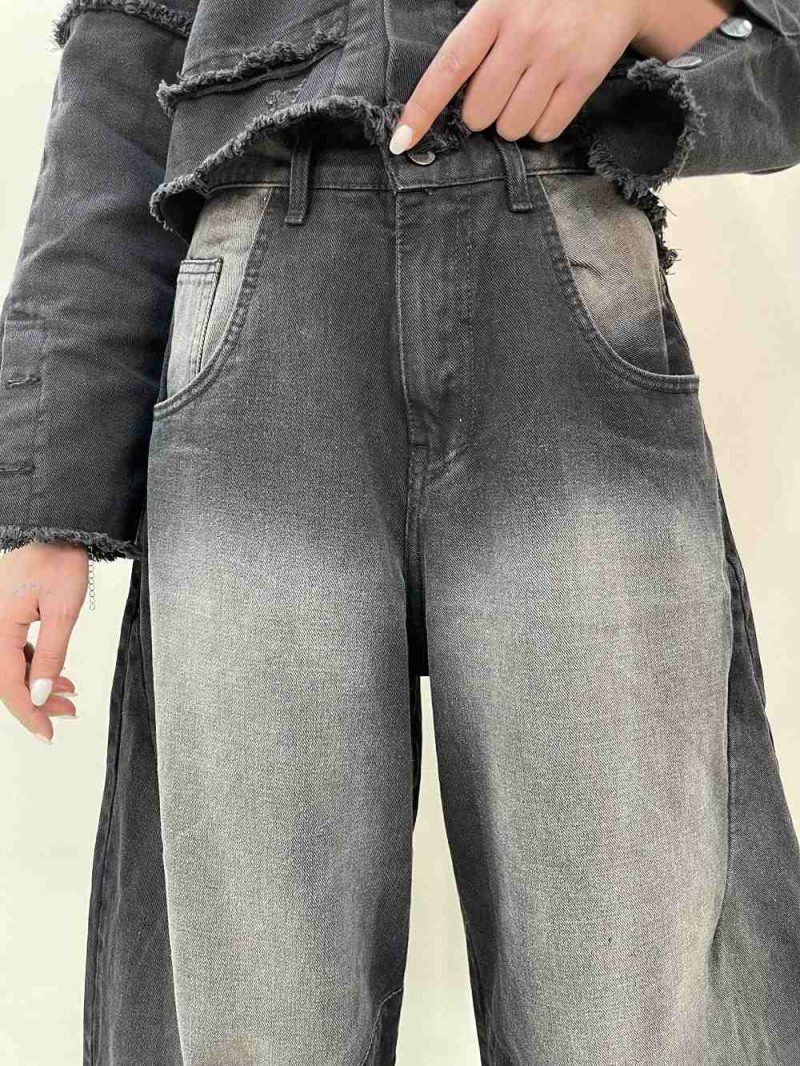 شلوار جین زنانه بالونی زغالی