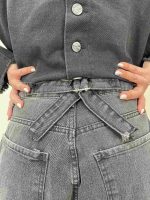 شلوار جین زنانه بالونی زغالی طرحدار