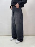 شلوار جین زنانه بالونی زغالی طرحدار