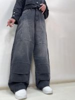 شلوار جین زنانه بالونی زغالی طرحدار