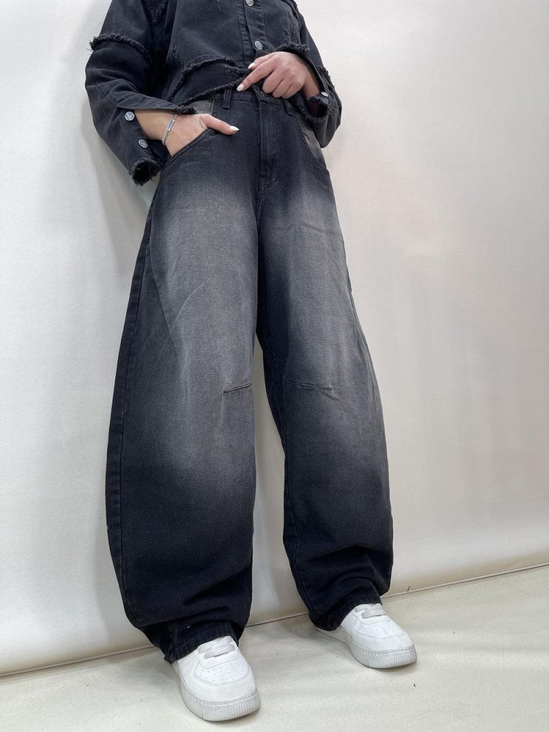 شلوار جین زنانه بالونی زغالی