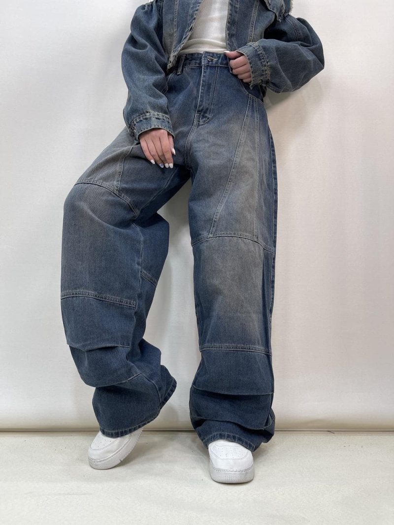 شلوار جین زنانه بالونی آبی تینت دار