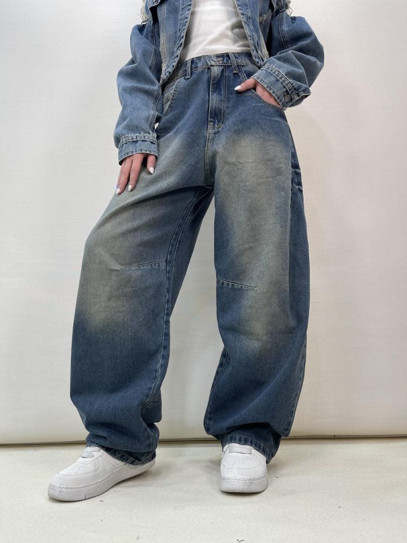 شلوار جین زنانه بالونی آبی