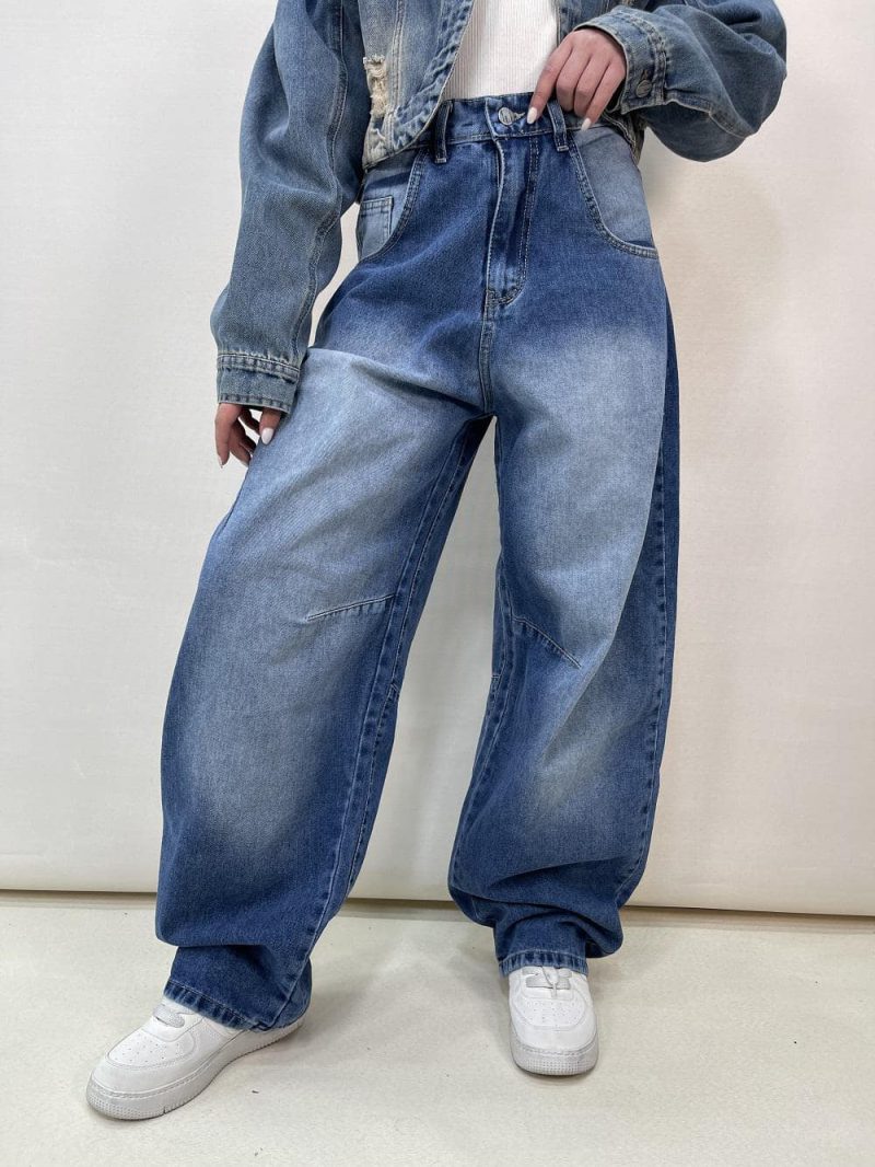 شلوار جین زنانه بالونی آبی