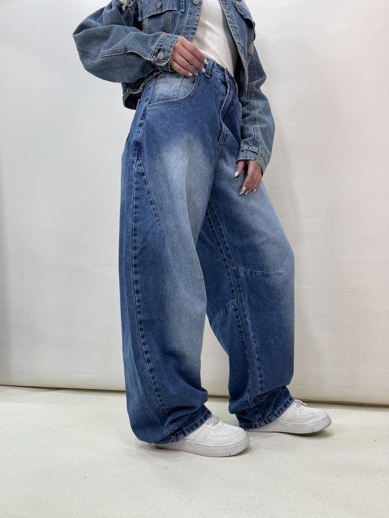 شلوار جین زنانه بالونی آبی