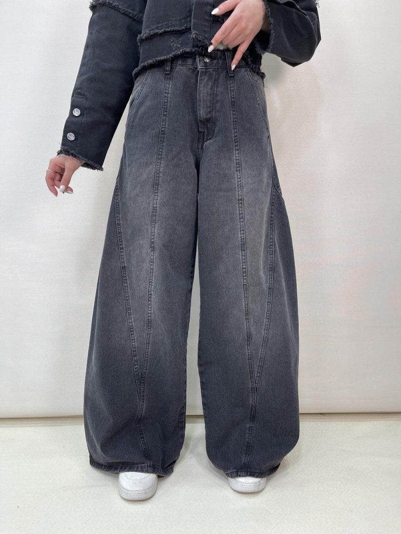 شلوار جین زنانه فول بگ زغالی