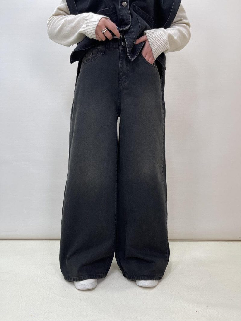 شلوار جین زنانه فول بگ زغالی