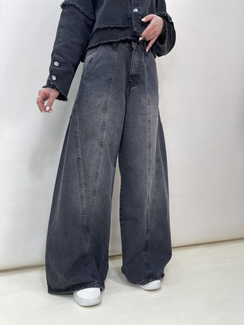 شلوار جین زنانه فول بگ زغالی