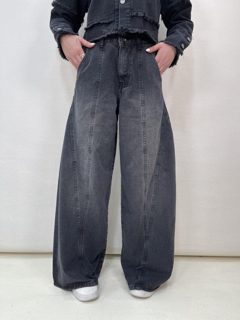 شلوار جین زنانه فول بگ زغالی