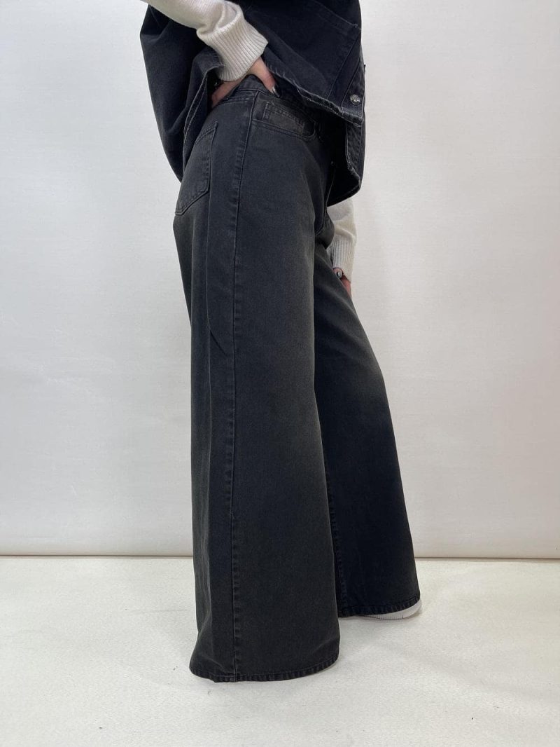 شلوار جین زنانه فول بگ زغالی