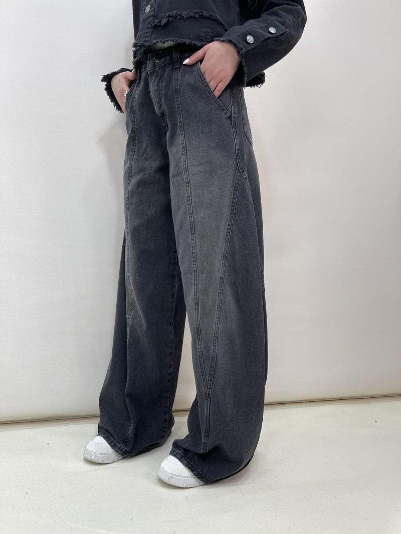 شلوار جین زنانه فول بگ زغالی