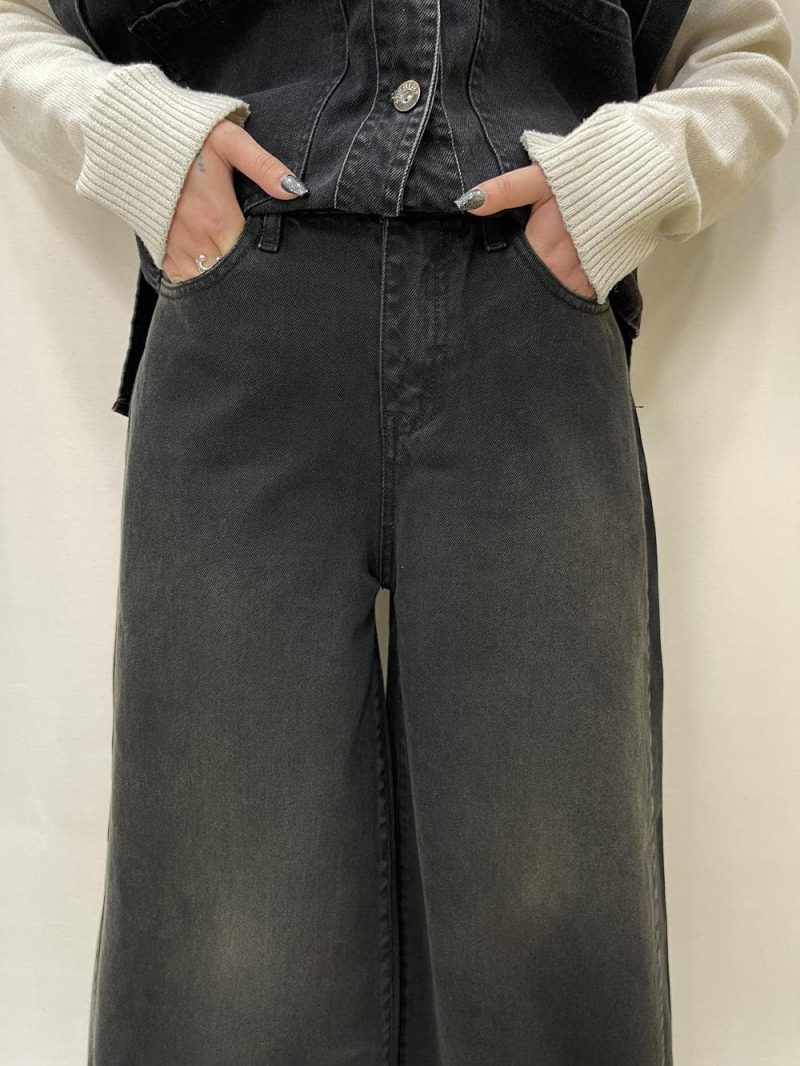 شلوار جین زنانه فول بگ زغالی