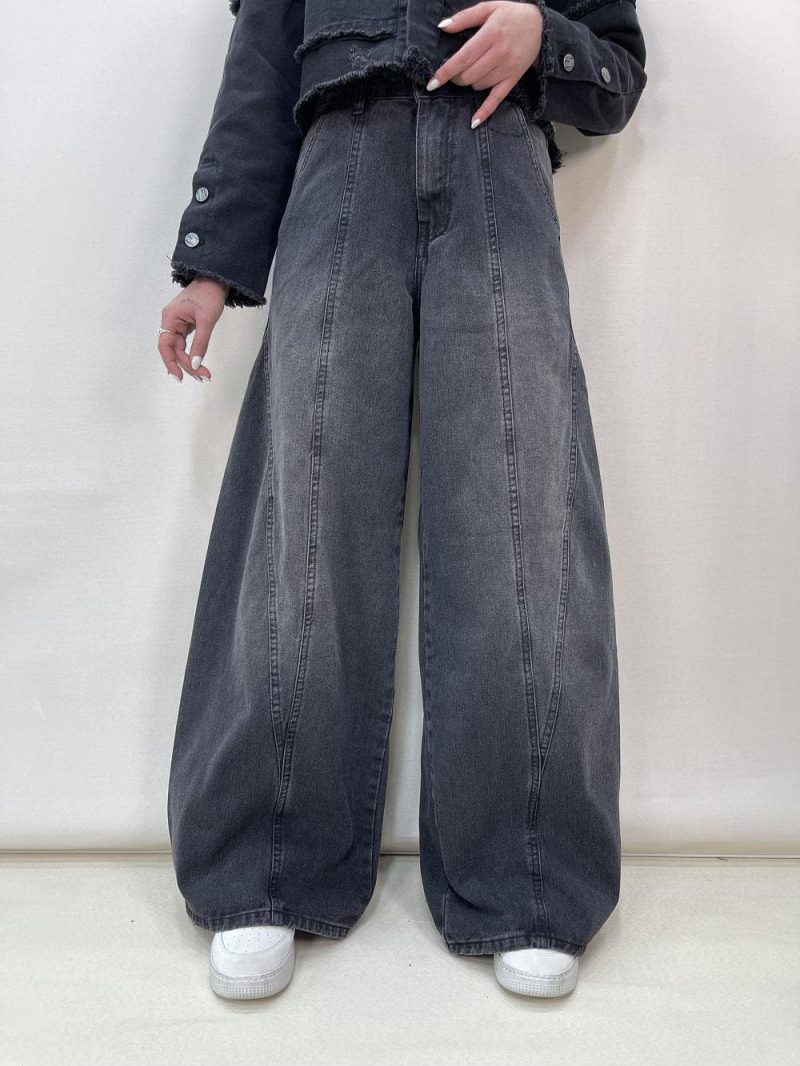 شلوار جین زنانه فول بگ زغالی