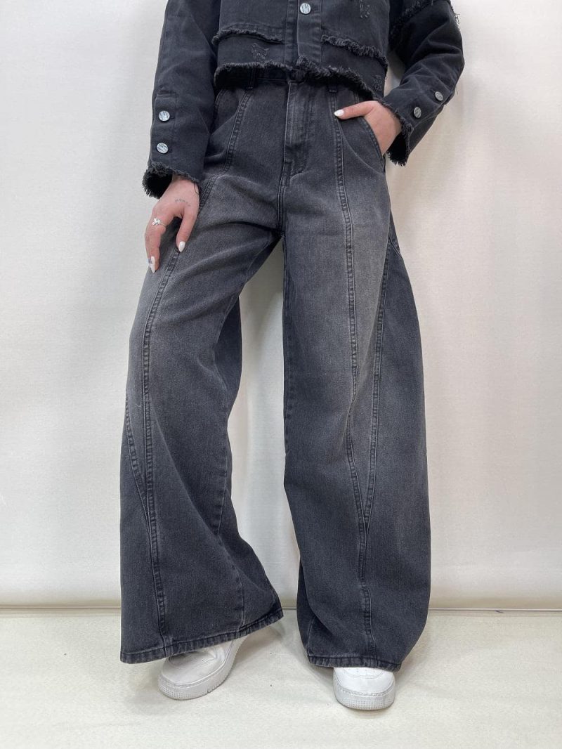 شلوار جین زنانه فول بگ زغالی