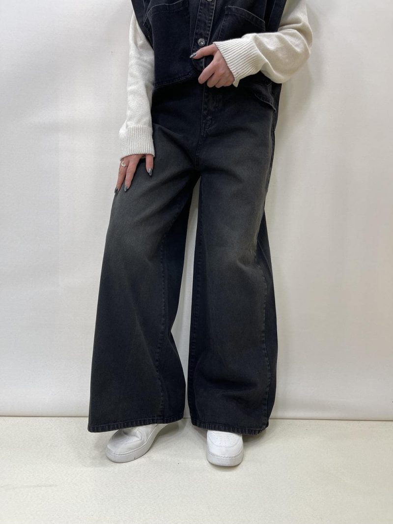 شلوار جین زنانه فول بگ زغالی