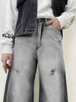 شلوار جین زنانه فول بگ شافل زغالی