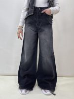 شلوار جین زنانه فول بگ شافل زغالی