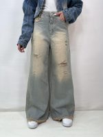 شلوار جین زنانه فول بگ شافل لیمویی