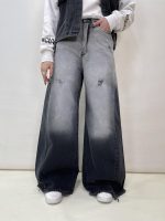 شلوار جین زنانه فول بگ شافل زغالی