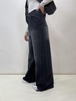 شلوار جین زنانه فول بگ شافل زغالی