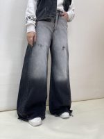 شلوار جین زنانه فول بگ شافل زغالی