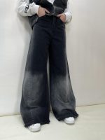 شلوار جین زنانه فول بگ شافل زغالی