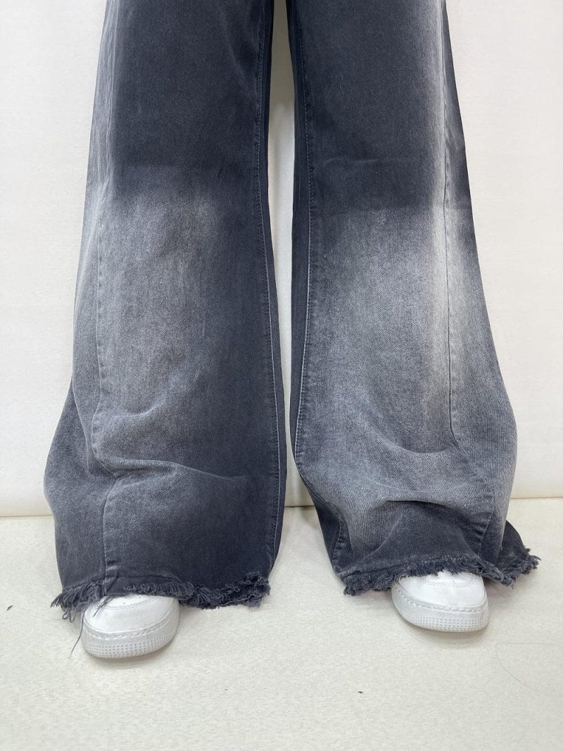 شلوار جین زنانه فول بگ شافل زغالی