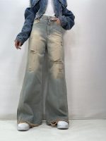 شلوار جین زنانه فول بگ شافل لیمویی