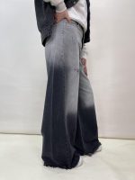 شلوار جین زنانه فول بگ شافل زغالی