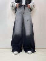 شلوار جین زنانه فول بگ شافل زغالی