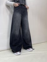 شلوار جین زنانه فول بگ شافل زغالی