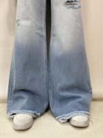 شلوار جین زنانه فول بگ شافل آبی روشن