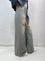 شلوار جین زنانه فول بگ شافل لیمویی