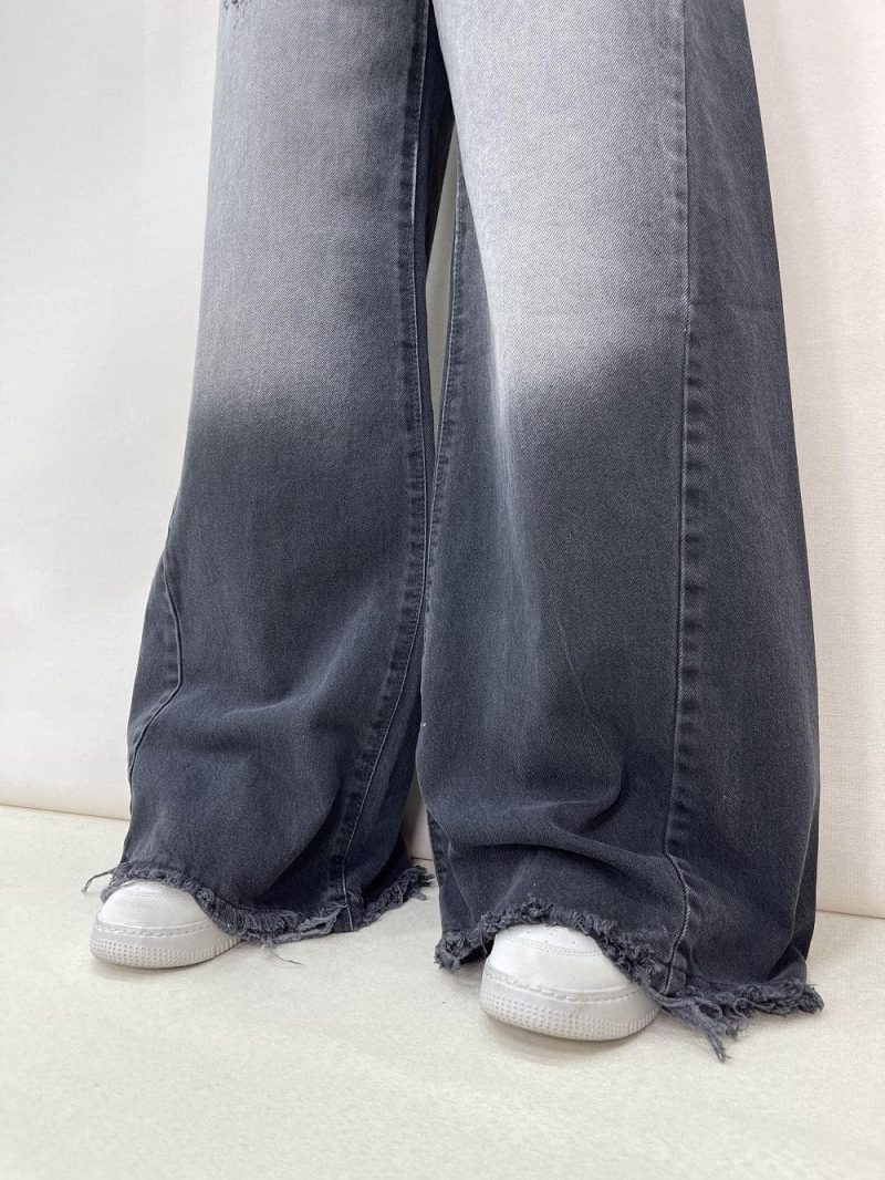 شلوار جین زنانه فول بگ شافل زغالی