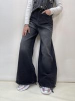 شلوار جین زنانه فول بگ شافل زغالی