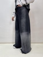 شلوار جین زنانه فول بگ شافل زغالی