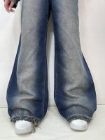 شلوار جین زنانه فول بگ شافل سرمه ای