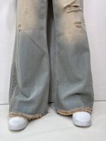 شلوار جین زنانه فول بگ شافل لیمویی