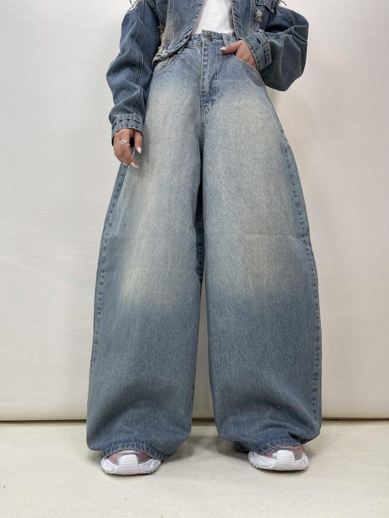 شلوار جین زنانه سوپر بگ بالونی آبی