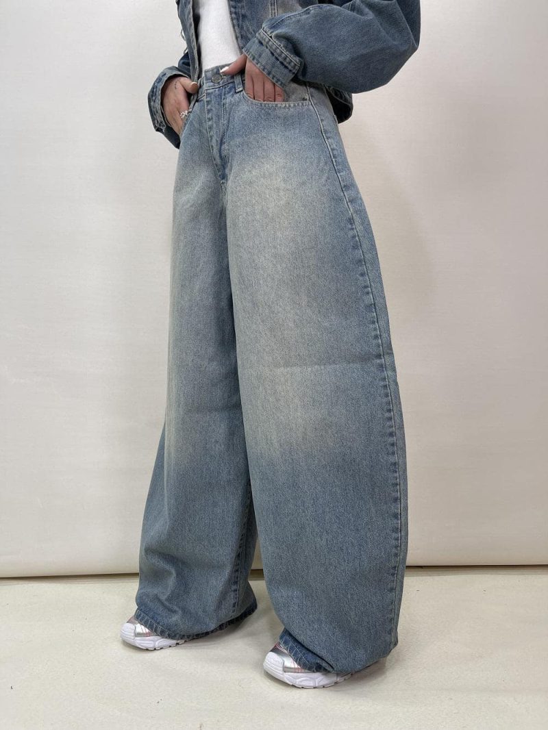 شلوار جین زنانه سوپر بگ بالونی آبی