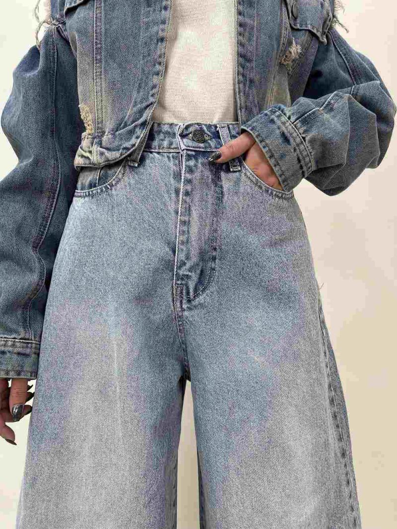 شلوار جین زنانه سوپر بگ آبی روشن