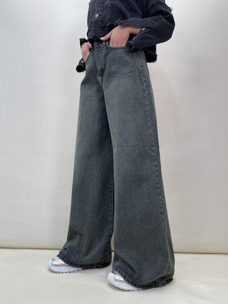 شلوار جین زنانه سوپر بگ زغالی