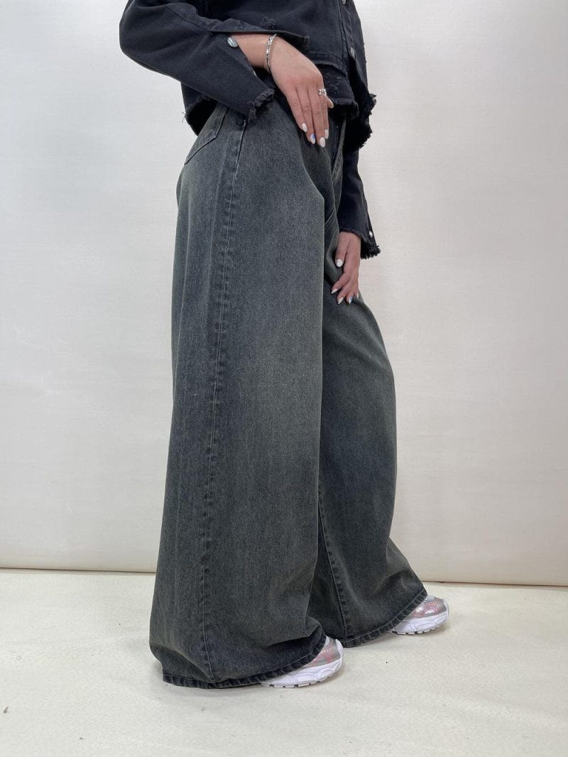 شلوار جین زنانه سوپر بگ زغالی