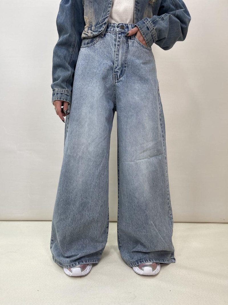 شلوار جین زنانه سوپر بگ آبی روشن