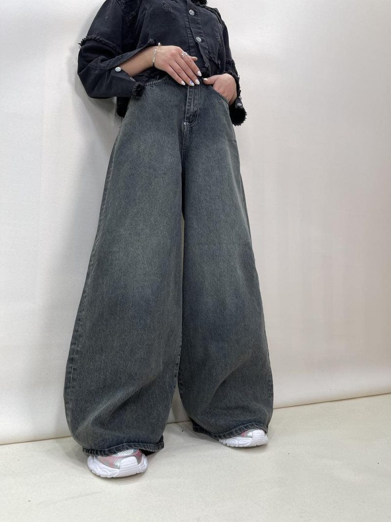 شلوار جین زنانه سوپر بگ زغالی