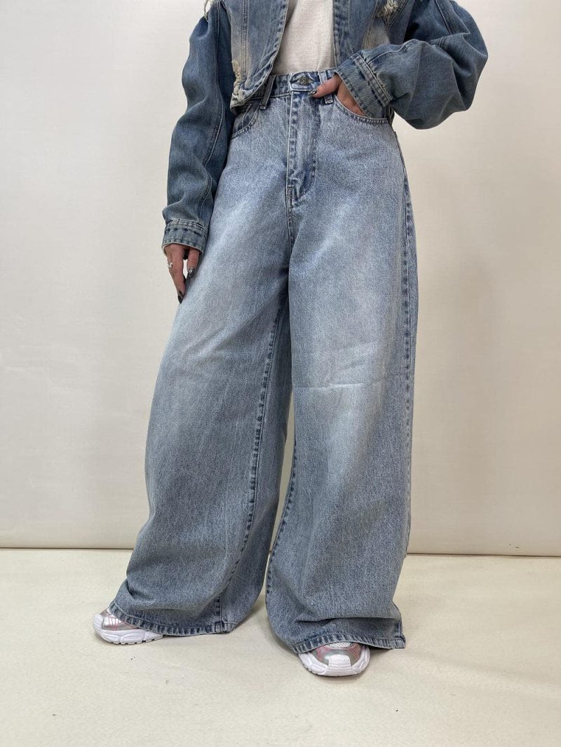 شلوار جین زنانه سوپر بگ آبی روشن