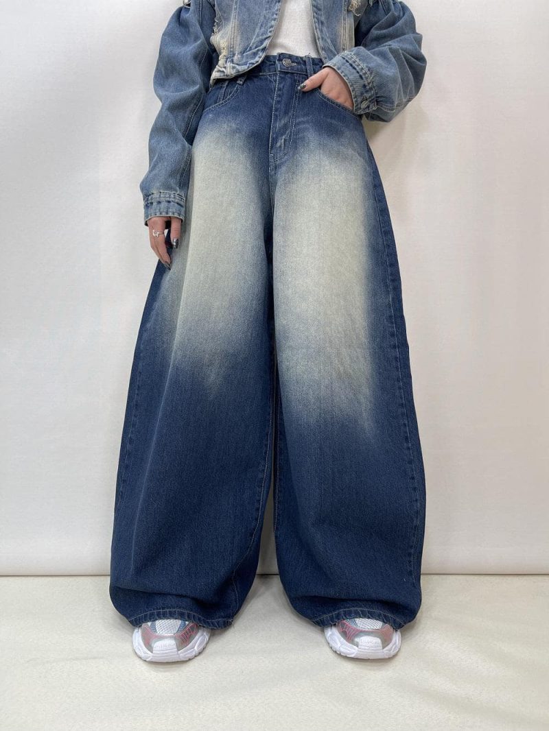 شلوار جین زنانه سوپر بگ سرمه ای