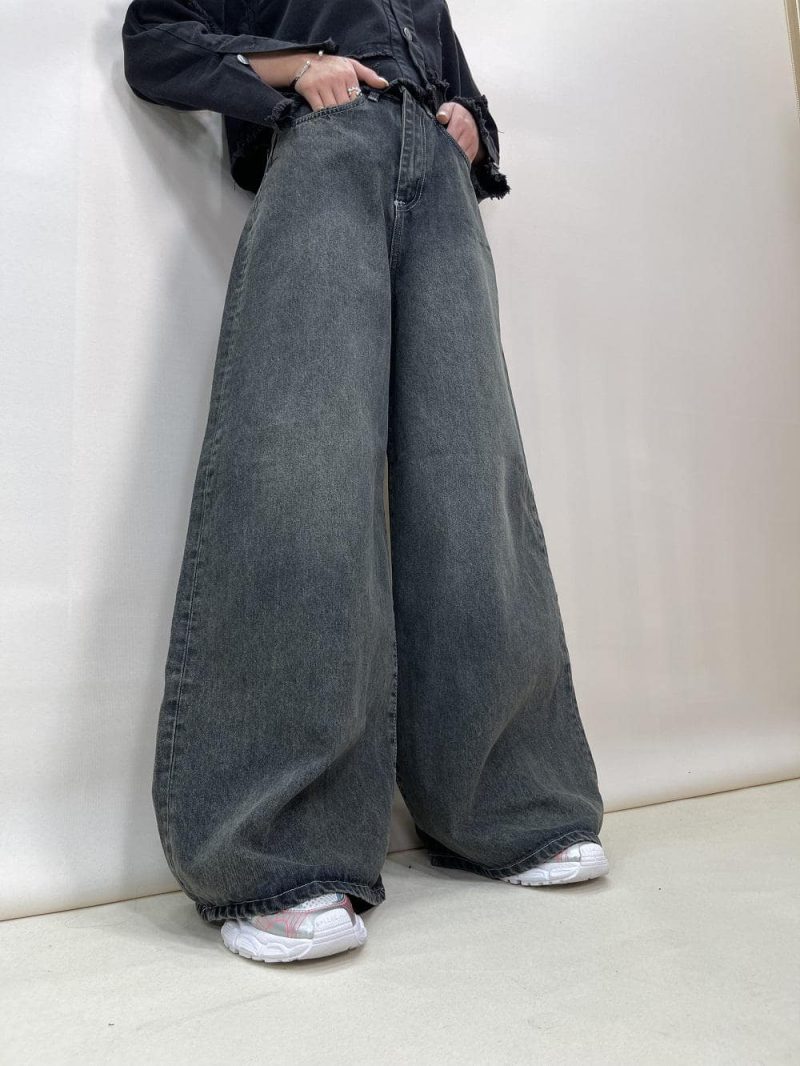 شلوار جین زنانه سوپر بگ زغالی